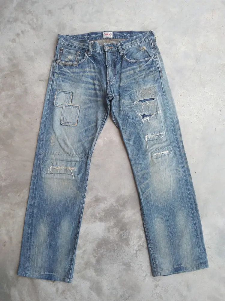 Edwin Vintage Japanese Brand Edwin Distressed Jeans 34x32 Size US 34 / EU 50 - 1 Thumbnail