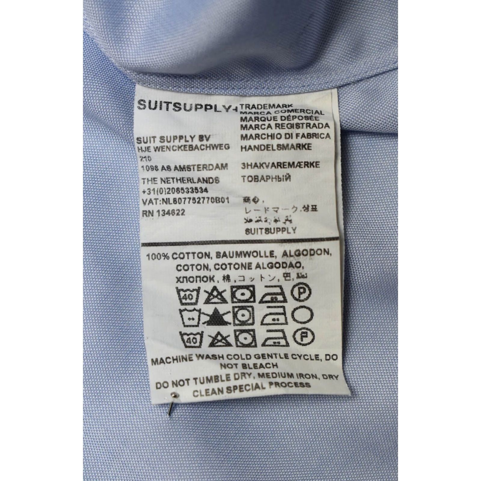 Suitsupply Suitsupply Custom Made Extra Slim Fit Formal Shirt Men 41L / 16L Cutaway Blue Shirt Size 42R - 6 Thumbnail