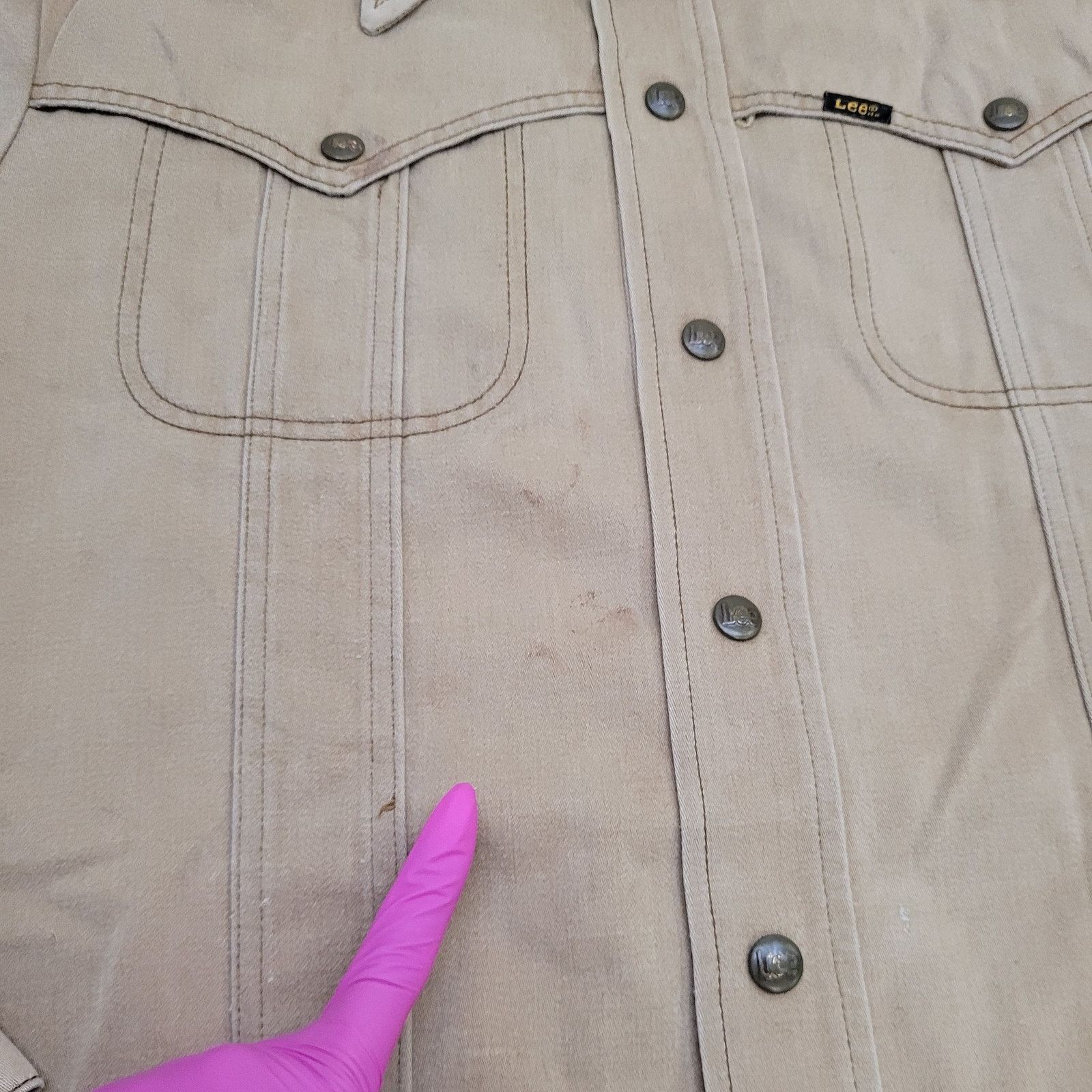 Lee Vintage 60s Lee Snap Button Shirt XL 24x29 Khaki Brown USA Size US XL / EU 56 / 4 - 4 Thumbnail