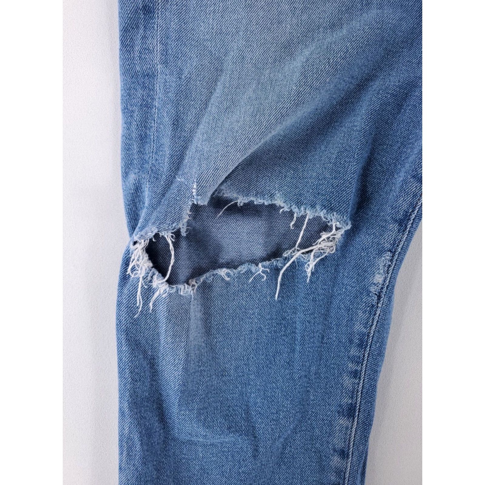 Agolde AGOLDE Jeans Distressed Made USA Womens 32 Straight Blue 32 x 31 Actual Women Jeans Size 32 - AGOLDE Distressed Jeans Womens 32 Blue Straight Made USA Size 24" / US 00 / IT 34 - 3 Thumbnail