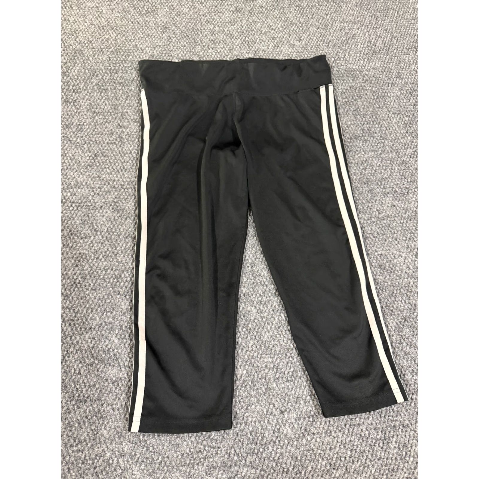 Adidas Adidas Leggings Womens Small Black White Striped Climalite Athletic Cropped Size 28" / US 6 / IT 42 - 2 Thumbnail