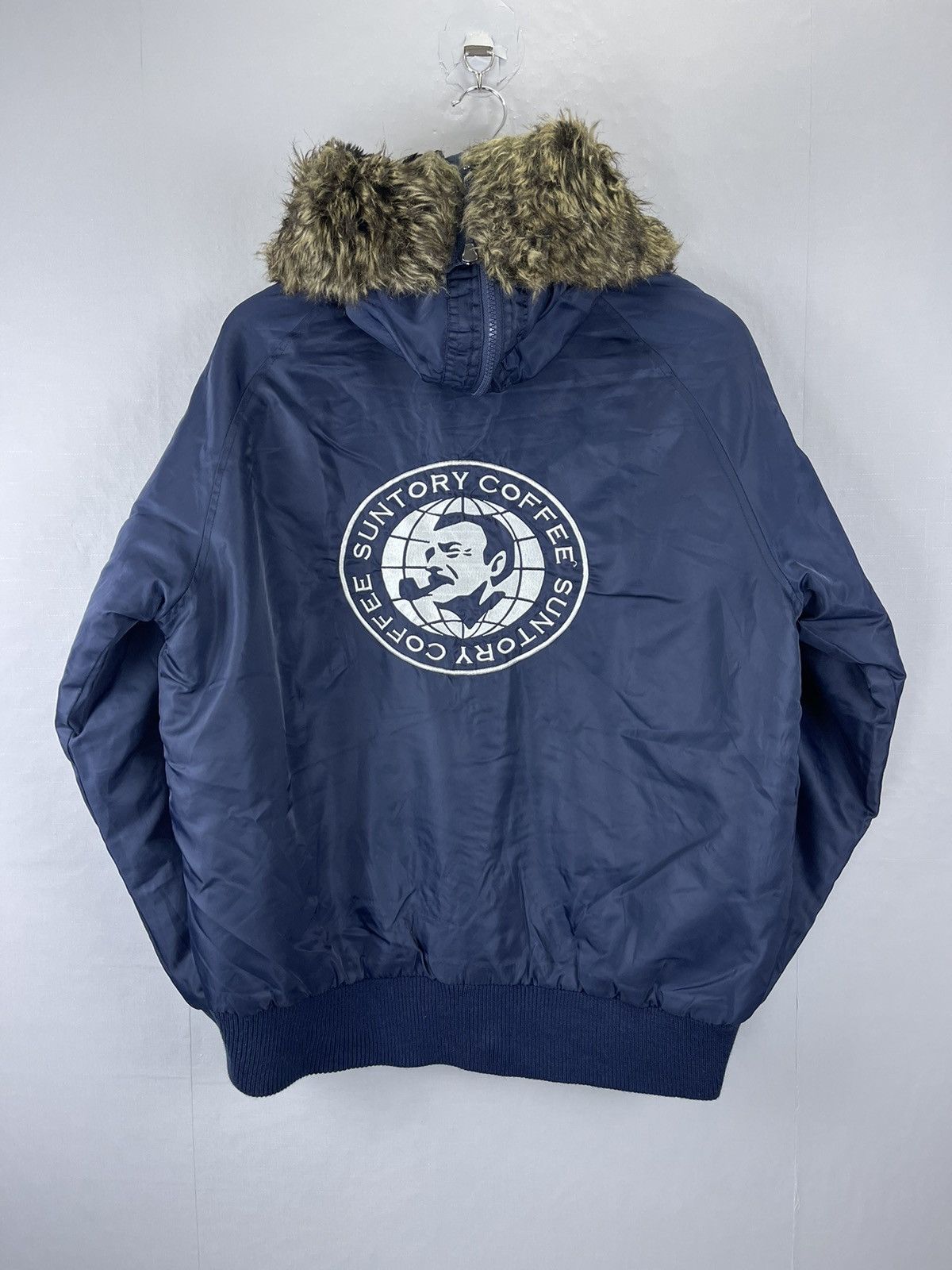 Vintage Vintage Suntory Coffee Faux Fur Hoodie Bomber Size US L / EU 52-54 / 3 - 2 Thumbnail