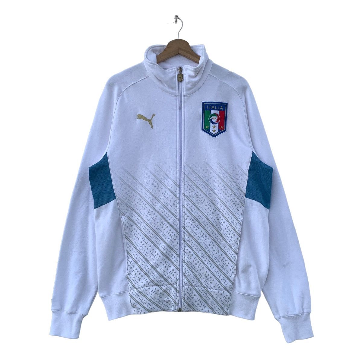 image of Puma x Soccer Jersey Italia Soccer Team Track Top in White, Men's (Size 2XL)