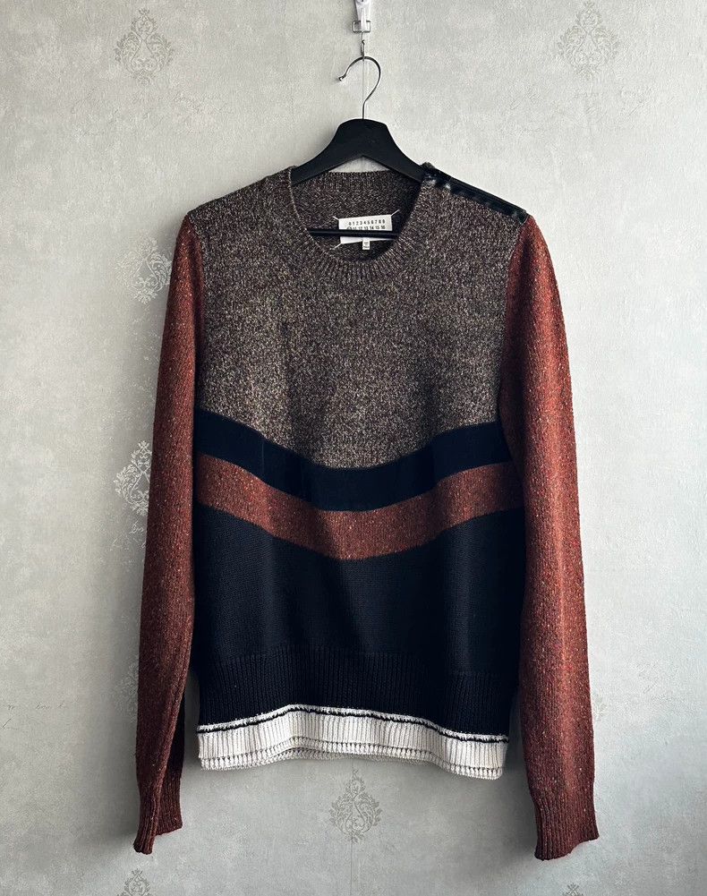 Maison Margiela Maison Margiela Chunky Knit Zip-Up Panel Sweater- dmc Size US M / EU 48-50 / 2 - 1 Thumbnail
