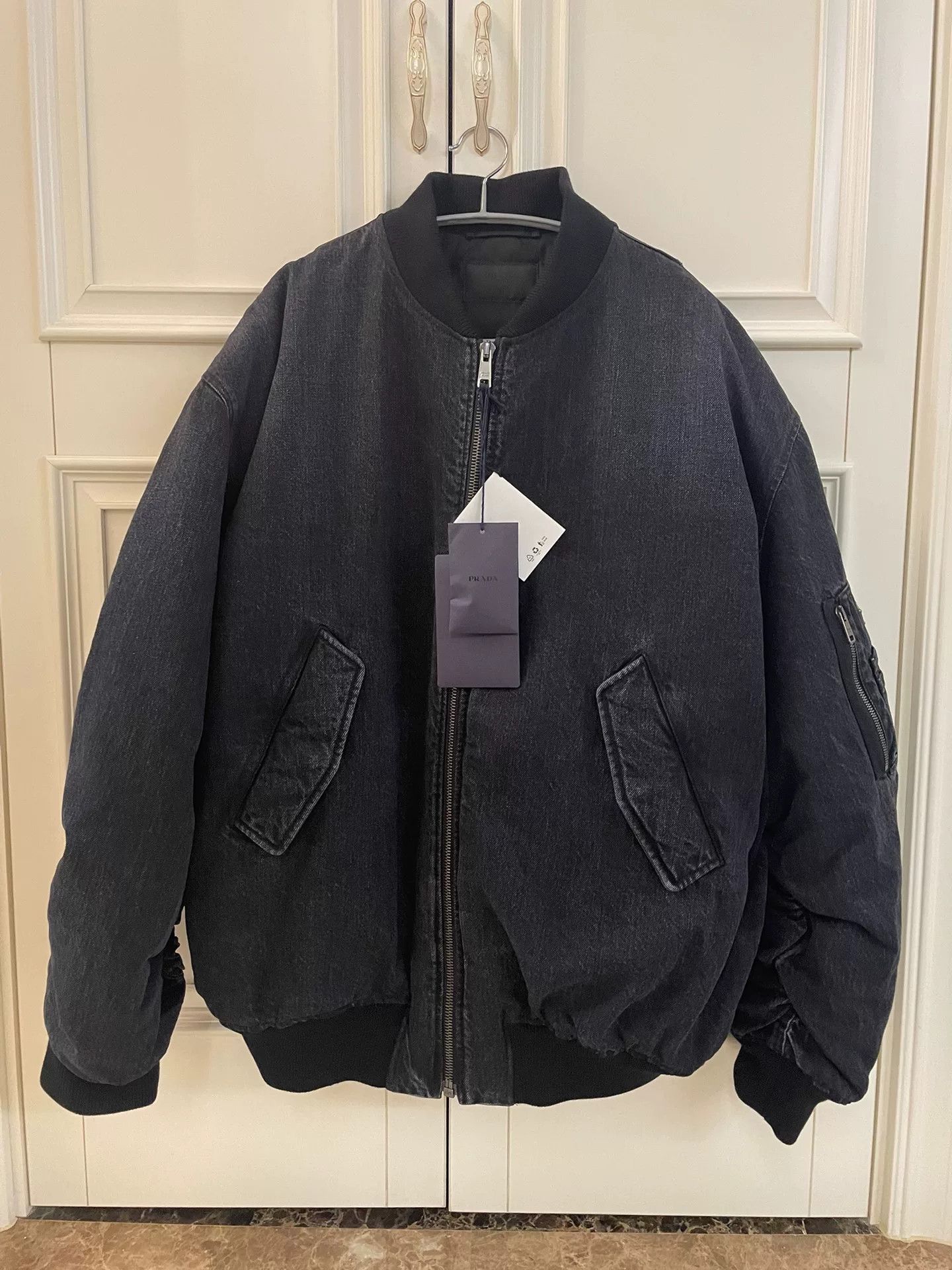 Prada Prada Men's Washed Denim Bomber Size US S / EU 44-46 / 1 - 1 Thumbnail