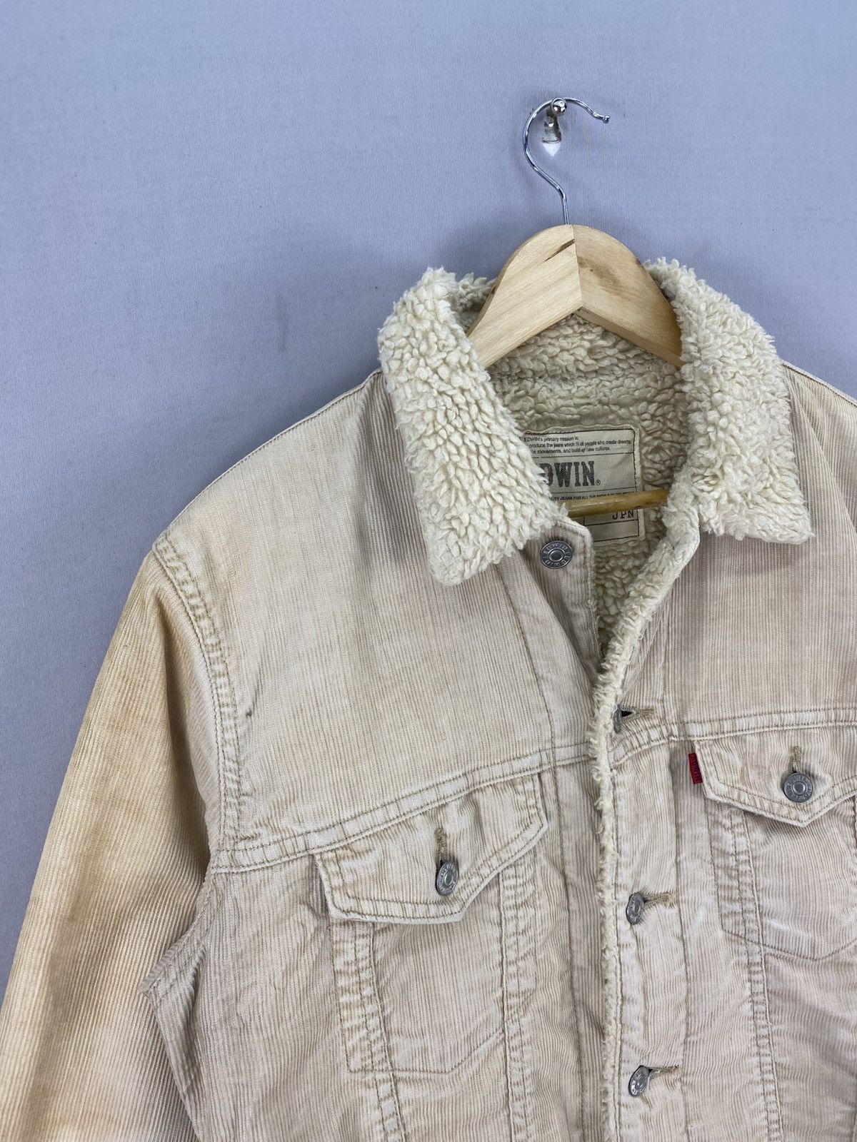 Edwin Vintage Y2K Edwin Sherpa Lining Corduroy Trucker Jacket Size US S / EU 44-46 / 1 - 2 Thumbnail