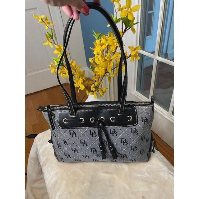 Dooney & Bourke Vintage Dooney & Bourke Denim Canvas Tote Bag Logo Monogram Size ONE SIZE - 2 Thumbnail