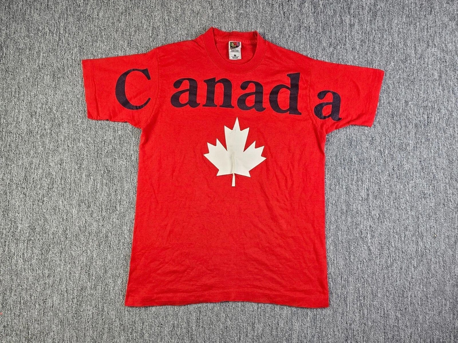 Fruit Of The Loom Vintage Canada Single Stitch Maple Leaf Tee Red Made Canada Size US M / EU 48-50 / 2 - 1 Thumbnail