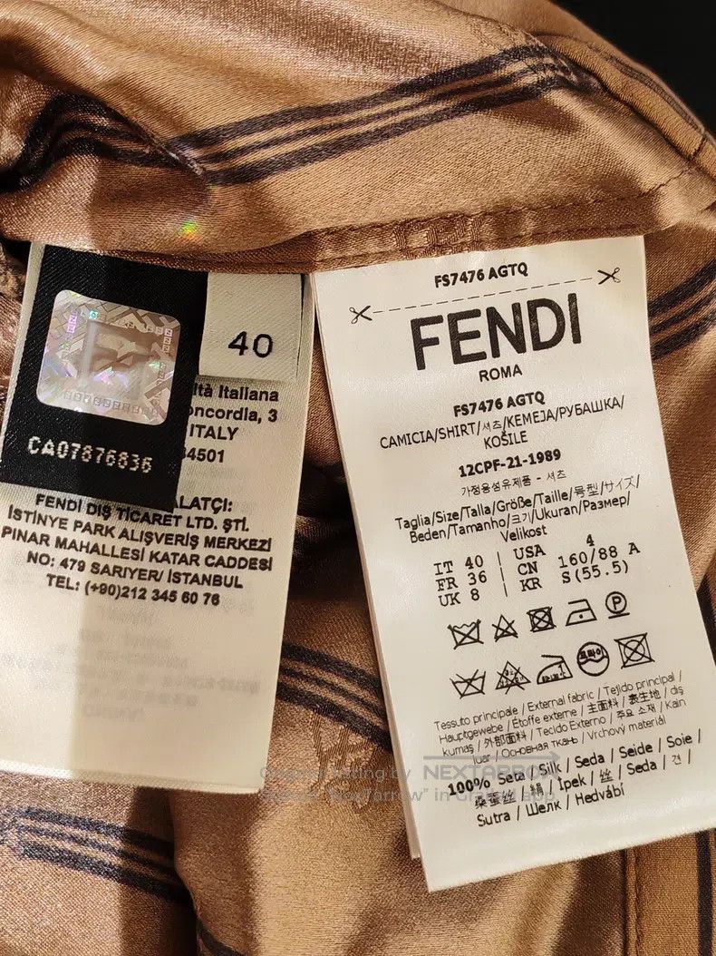 Fendi Fendi Coffee-colored striped short shirt Size XS / US 0-2 / IT 36-38 - 4 Thumbnail