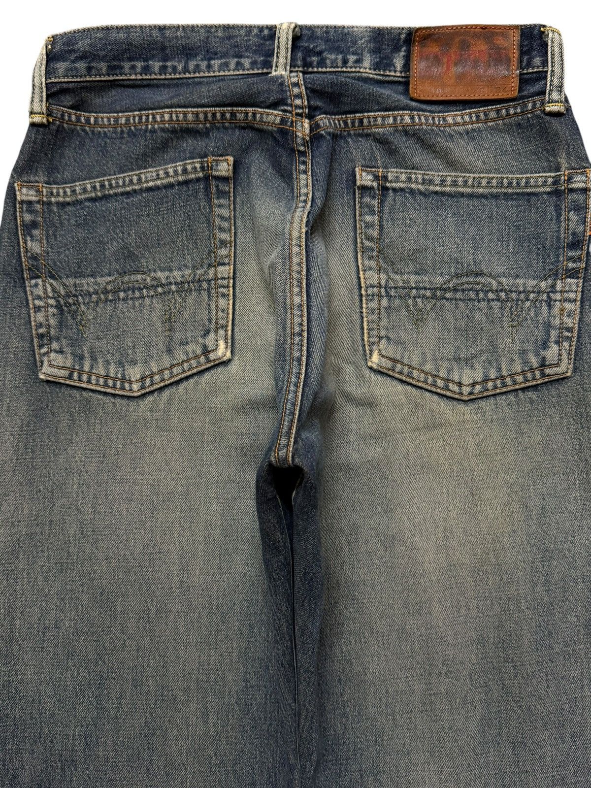 Edwin Vintage 90s Edwin 505 Selvedge Faded Distress Wide Leg Baggy Size US 28 / EU 44 - 4 Thumbnail