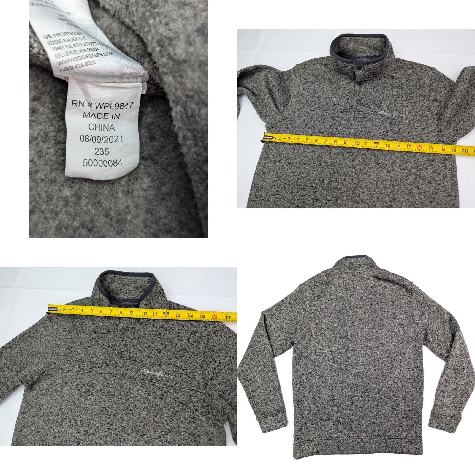 Eddie Bauer Eddie Bauer Sweater Pullover Fleece Men M Gray Outdoor Gear 1/4 Snap Button Size US M / EU 48-50 / 2 - 8 Thumbnail