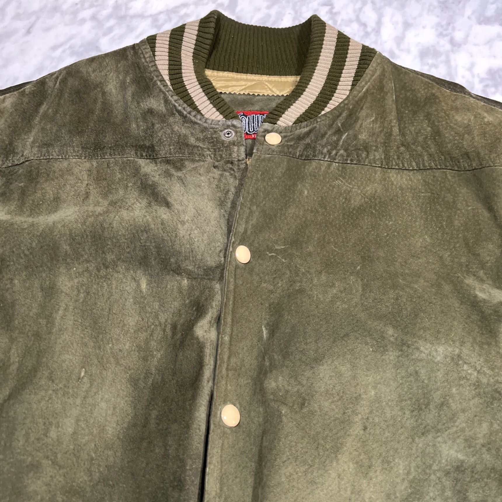 Vintage VINTAGE Tower Records Jacket Shirt Men XL Green Suede Patch Back 1980s Defunct Mens XL Green Suede Hip Hop Size US XL / EU 56 / 4 - 5 Thumbnail