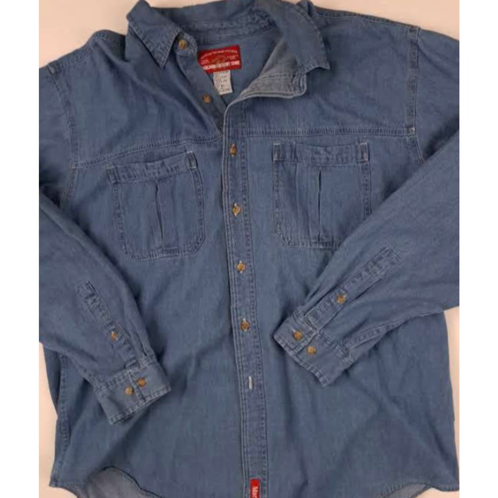 Marlboro VINTAGE Marlboro Country Store Shirt Blue Denim Full Button Up XL Long Sleeve Mens Size US XL / EU 56 / 4 - 2 Thumbnail