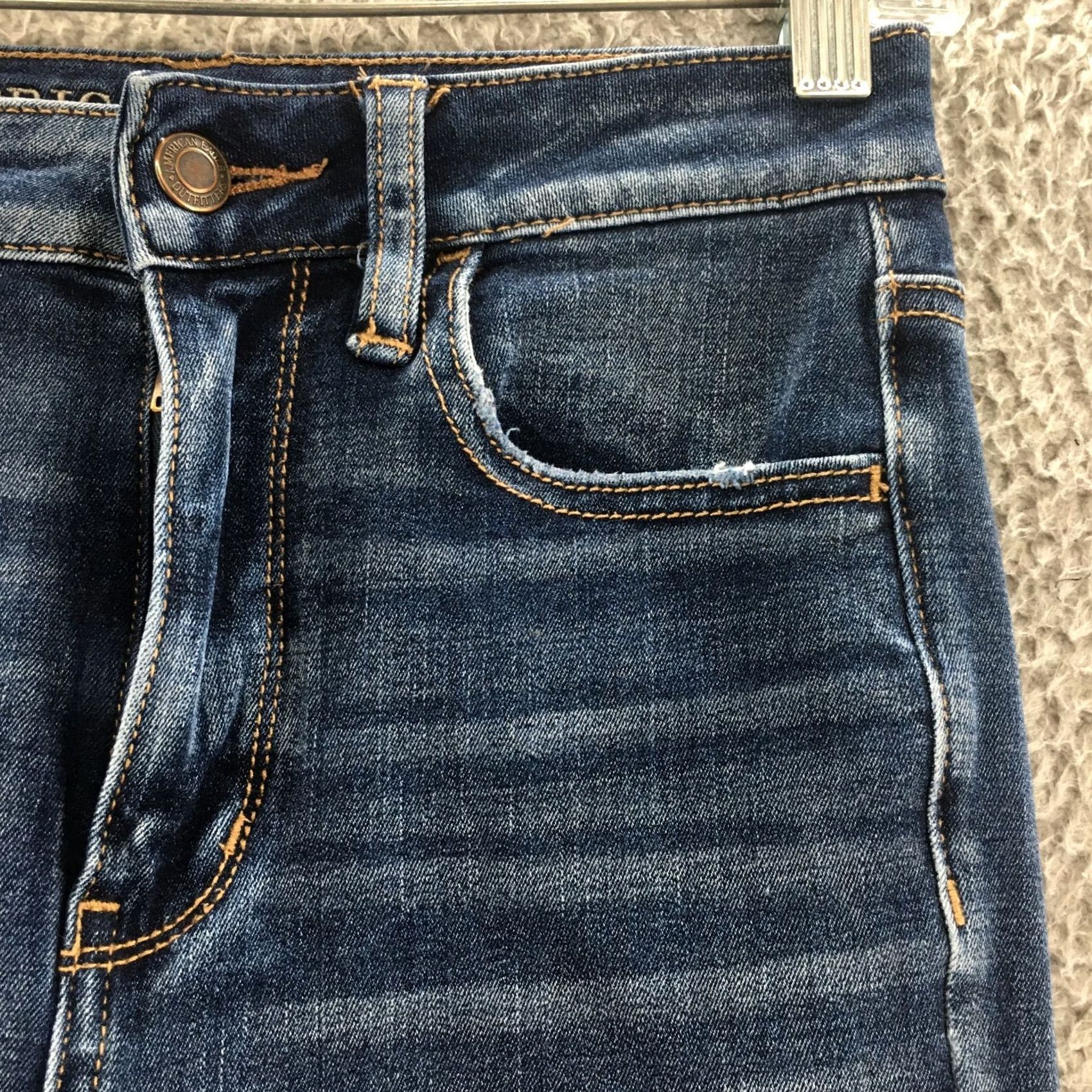 American Eagle Outfitters American Eagle Jegging Jeans Womens 2R Blue Denim Distressed Zip Trousers Pants Mid Rise 28 Inseam Girls Mens Womens Size 26" / US 2 / IT 38 - 5 Thumbnail