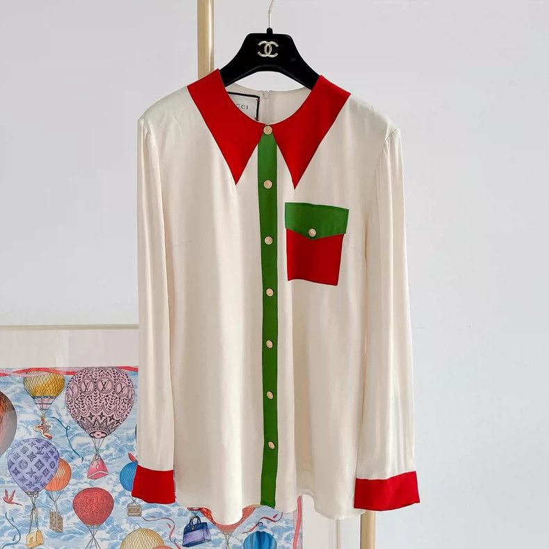 Gucci Gucci Color-blocked silk long sleeves Size S / US 4 / IT 40 - 1 Thumbnail