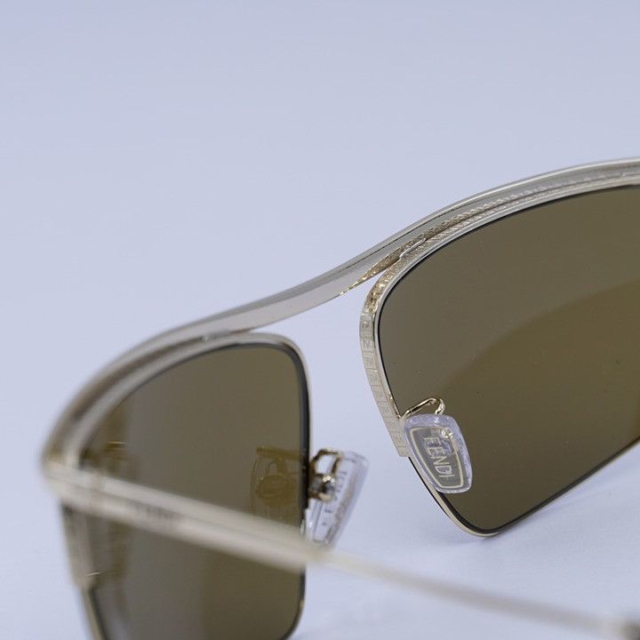 Fendi Fendi FE40141U 32E Sunglasses Gold Rectangle Frame Size ONE SIZE - 6 Thumbnail