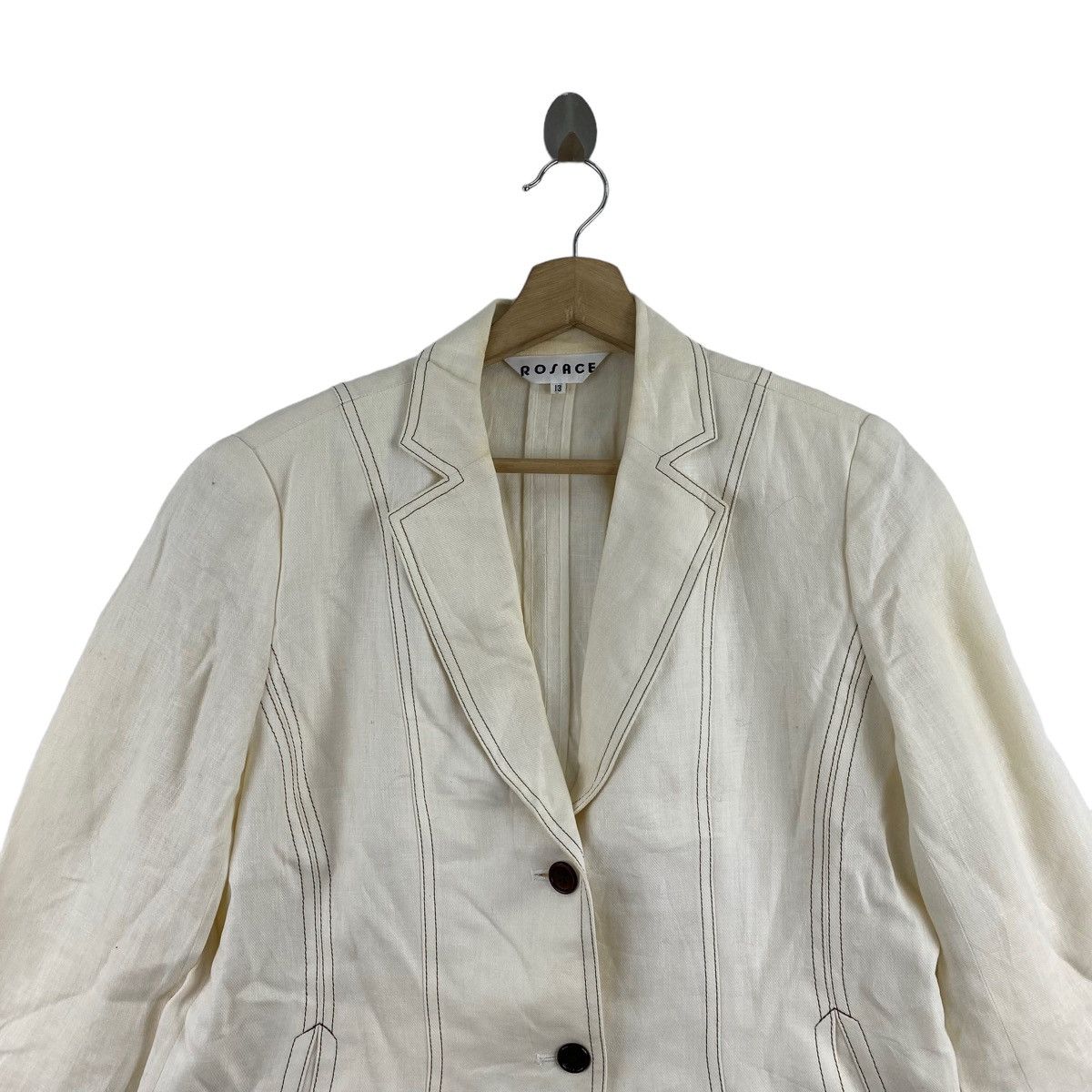 Vintage Vintage ROSACE Hong Kong Brand Cream Formal Tweed Coat Size M / US 6-8 / IT 42-44 - 2 Thumbnail