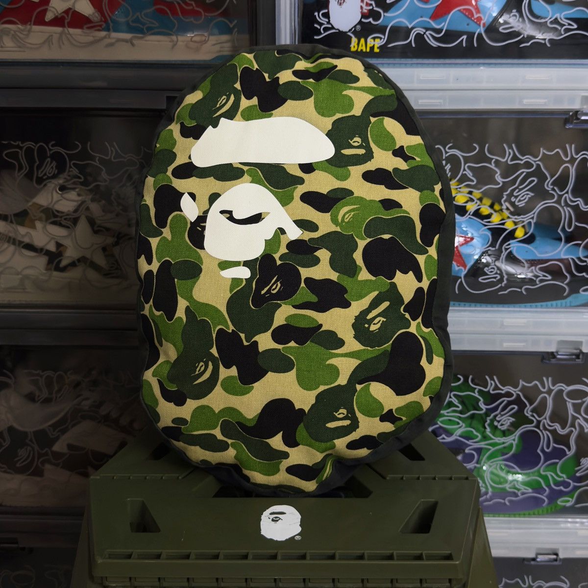 Bape BAPE 1st Camo Bathing Ape Circle Fluffy Beads Cushion Green