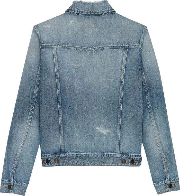 Saint Laurent Paris o1bcso1str0125 Classic Denim Jacket Destroyed in Sky Blue Size US S / EU 44-46 / 1 - 2 Thumbnail
