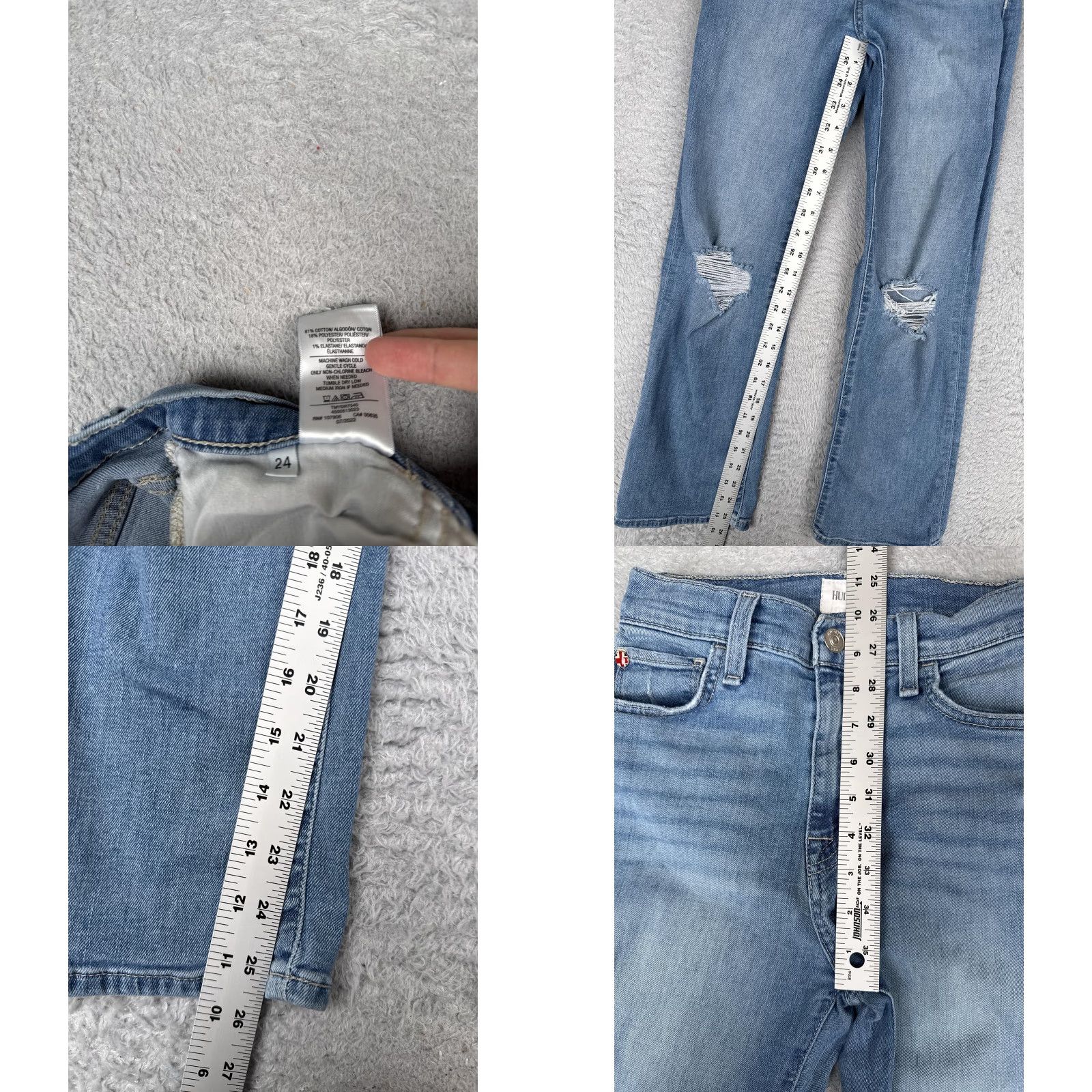 Hudson Hudson Noa Straight Jeans Womens 24 Blue Med Wash Mid Rise Distressed Crop 24x26 Size 42" / US 20 - 8 Thumbnail