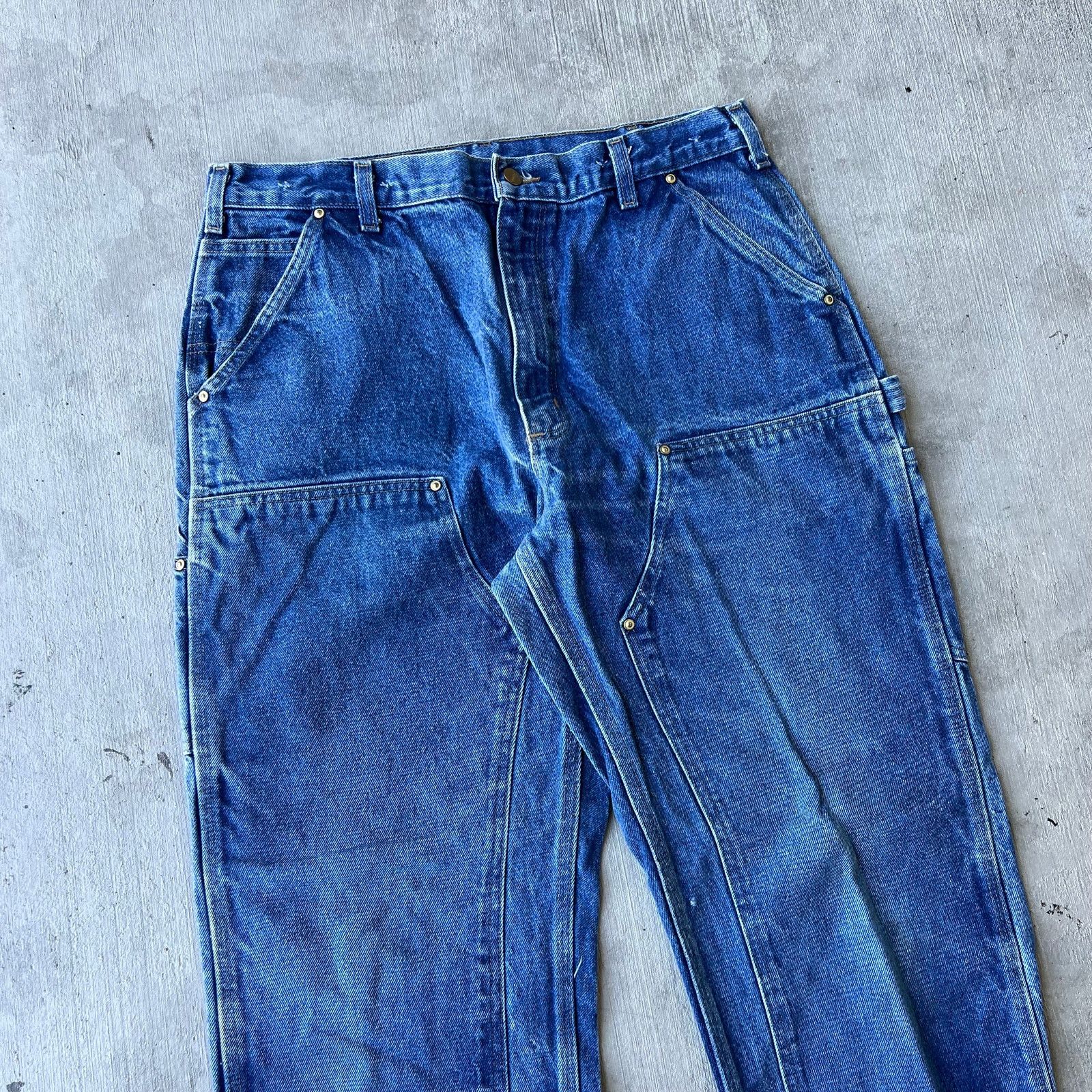 Carhartt × Vintage Carhartt blue denim jeans double knee work carpenter pants Size US 34 / EU 50 - 2 Thumbnail