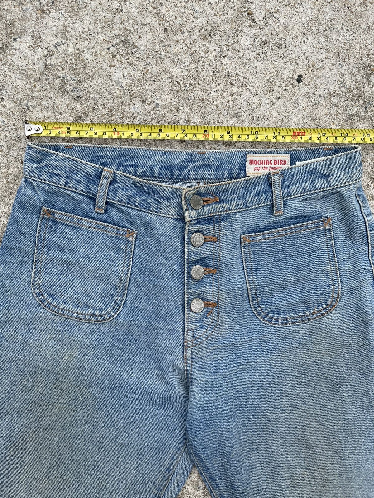 Japanese Brand 🔥 Mocking Bird Japan Bot-Cut Rusty Distressed Denim W29🔥 Size 29" - 5 Thumbnail