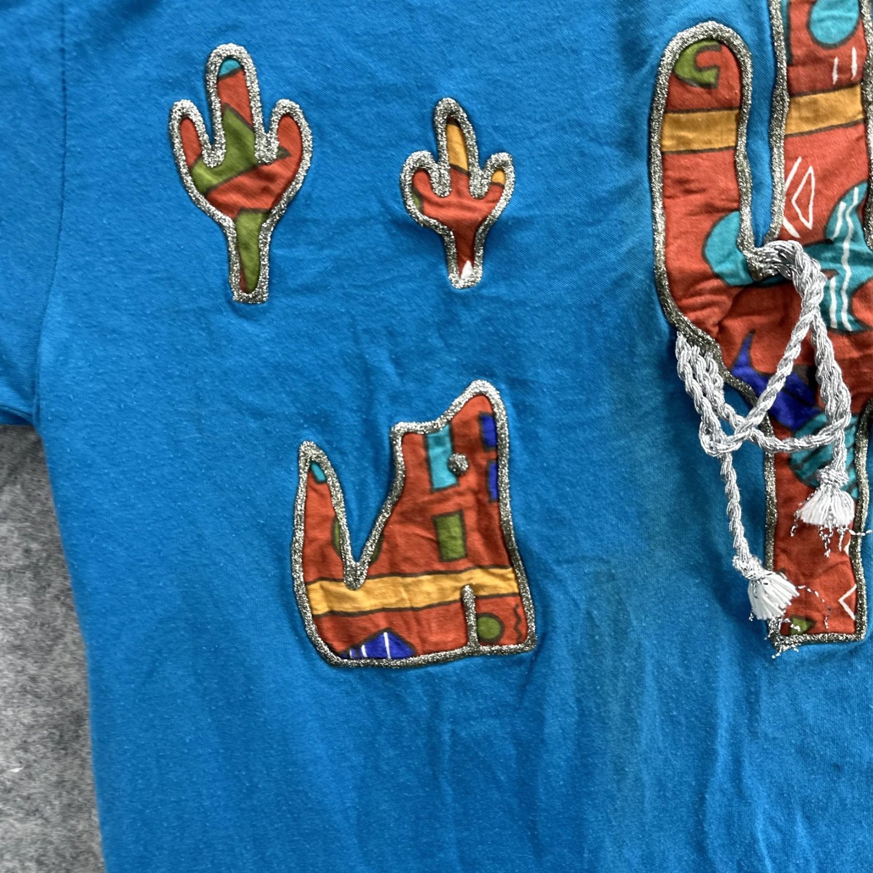 Vintage VINTAGE Sunbelt Shirt Mens XL Blue Southwestern Cactus Applique Made USA 90s Size US XL / EU 56 / 4 - 6 Thumbnail