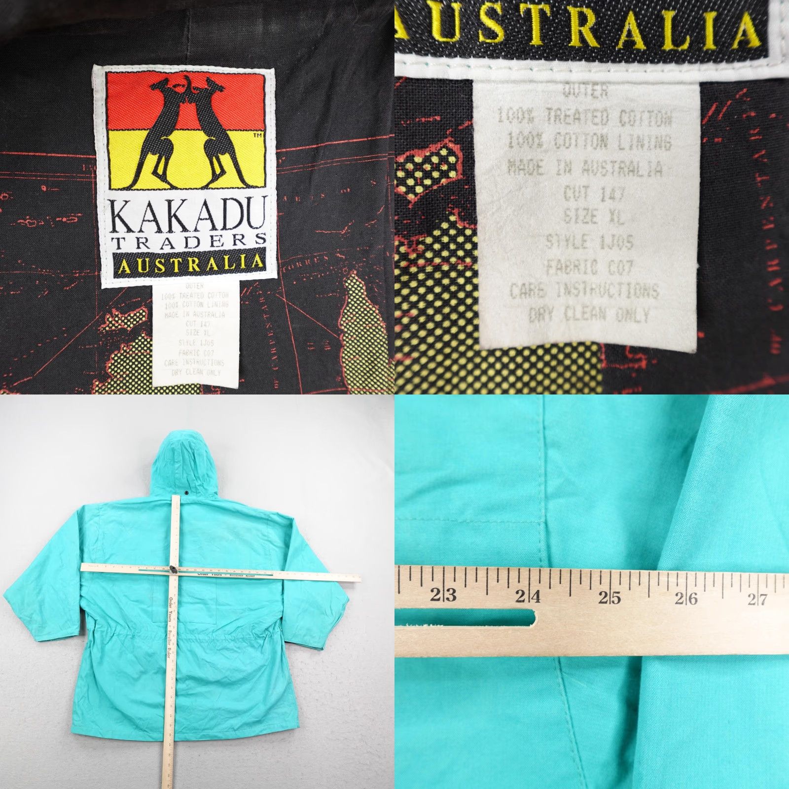 Altea VINTAGE Kakadu Traders Jacket XL Teal Hooded Parka Mens Outdoor Cotton Field Coat Size US XL / EU 56 / 4 - 8 Thumbnail