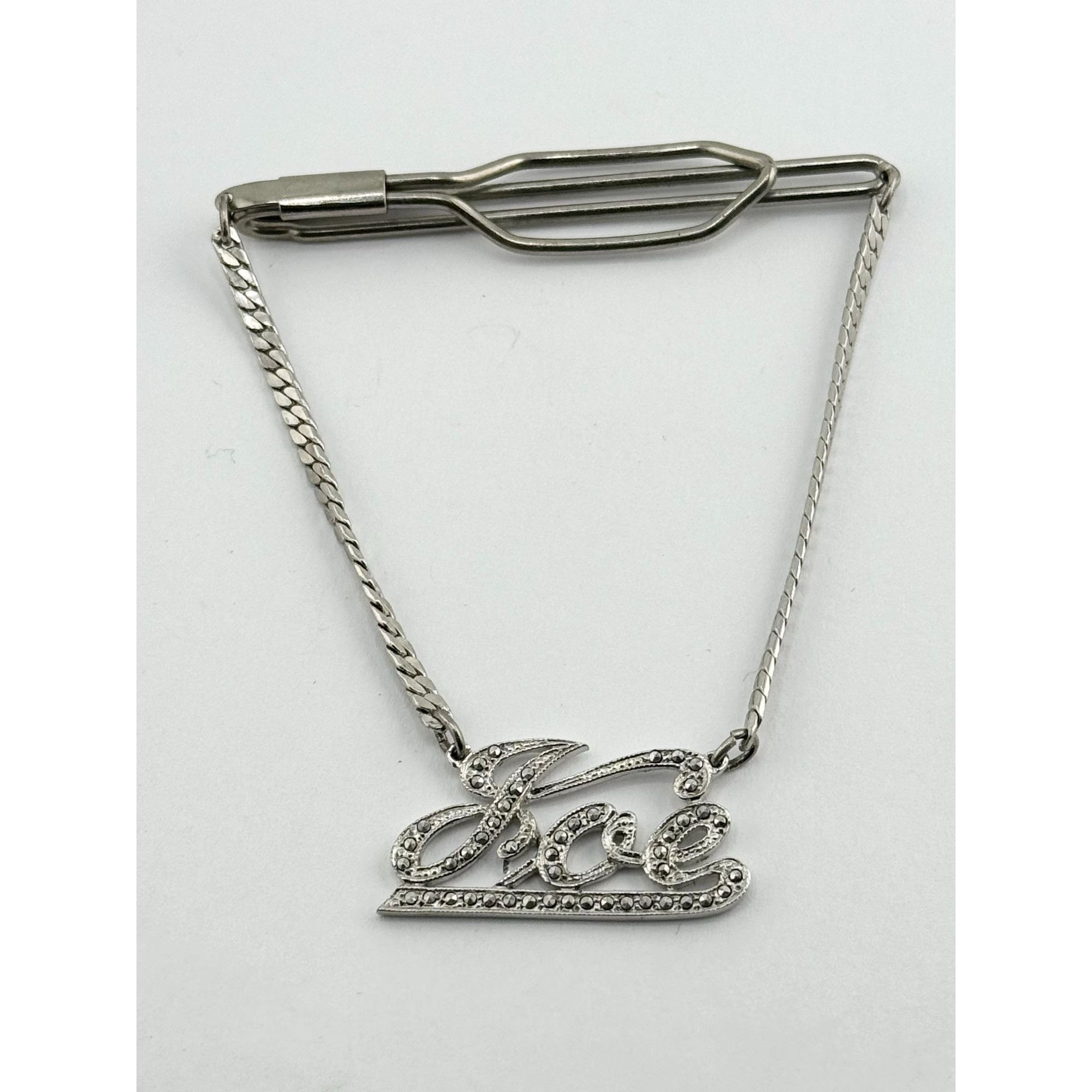 Vintage Estate rhinestone Joe Marcasite art deco tie clip Size ONE SIZE - 3 Thumbnail