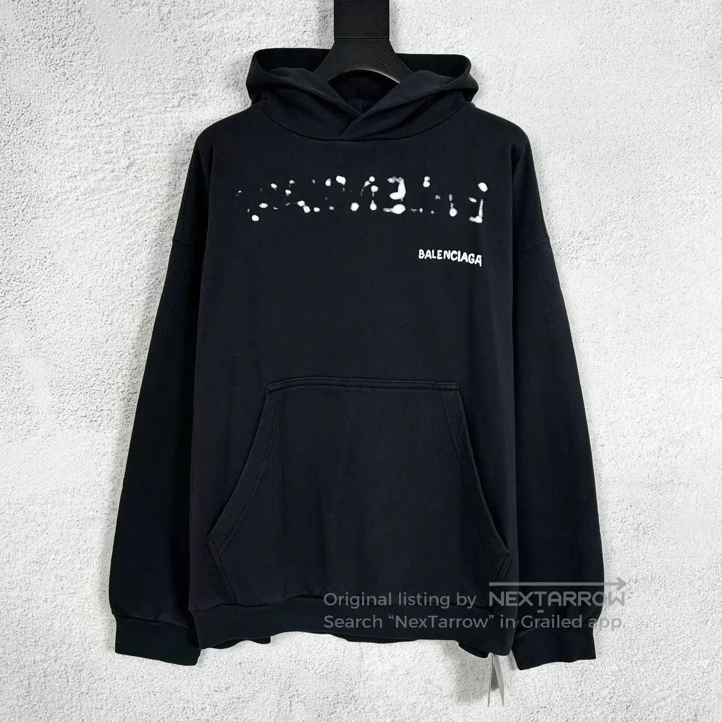 Balenciaga Black Graphic Print Hoodie with Hood and Pocket. Size US XS / EU 42 / 0 - 1 Thumbnail