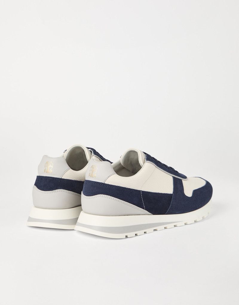 Brunello Cucinelli o1la1rc1a0326 Washed Suede Runners Sneakers in Blue/White Size US 9 / EU 42 - 4 Thumbnail