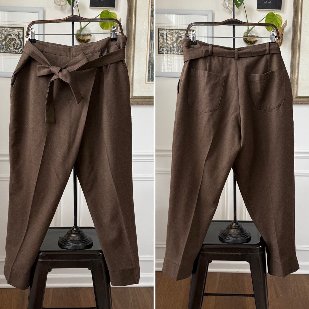 Other Luukaa Brown Trousers Taper Slightly Cropped Crossfront Tie Size 34" / US 12 / IT 48 - 1 Thumbnail