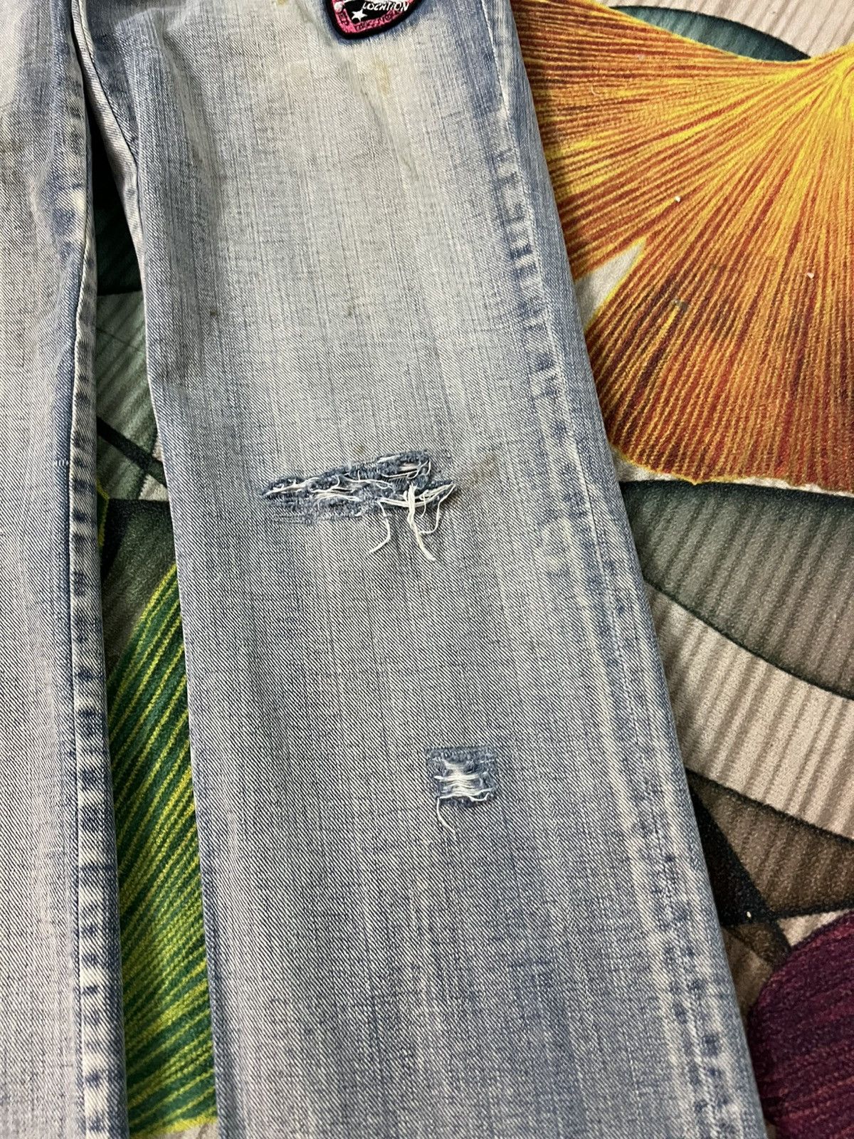 If Six Was Nine 💥Double Waist💥Japanese Unbrand Distress Patchwork Jean Size US 31 - 6 Thumbnail