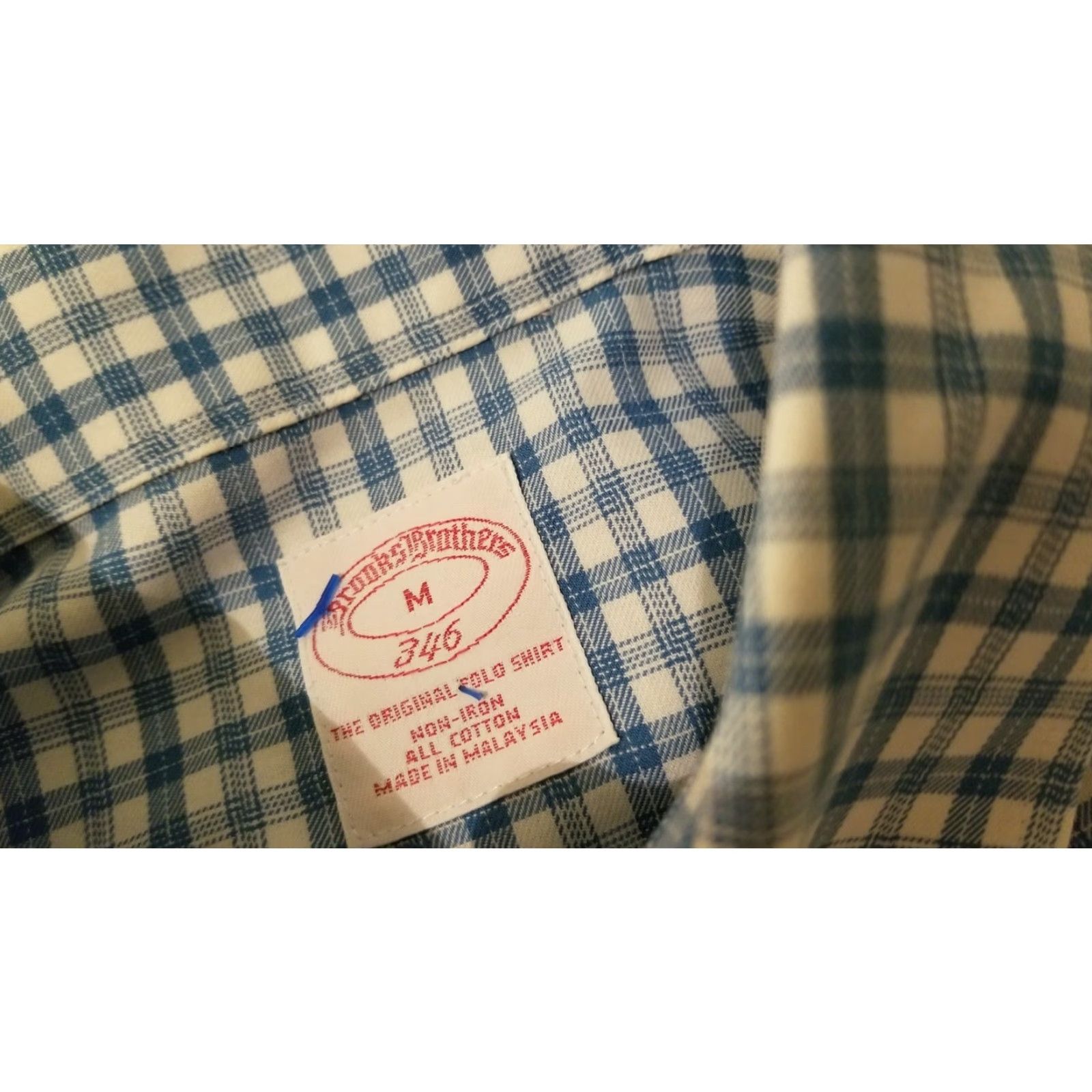 Brooks Brothers Brooks Brothers Shirt Mens Plaid Dress Button-Up Cotton Blue M Medium Size 40R - 4 Thumbnail