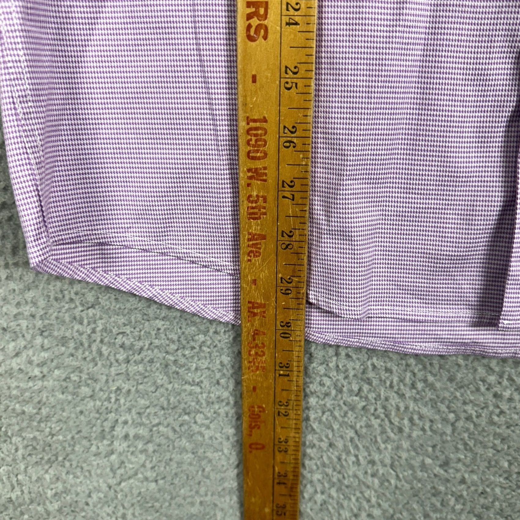 Vintage VINTAGE Duchamp London Mens Shirt Dress Purple Houndstooth Slim Fit Stretch EUC Size 42R - 7 Thumbnail