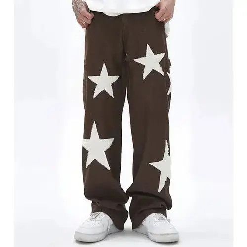 Japanese Brand Retro-style Jeans Ripped Baggy Trousers Star Harajuku style Size US 32 / EU 48 - 2 Thumbnail