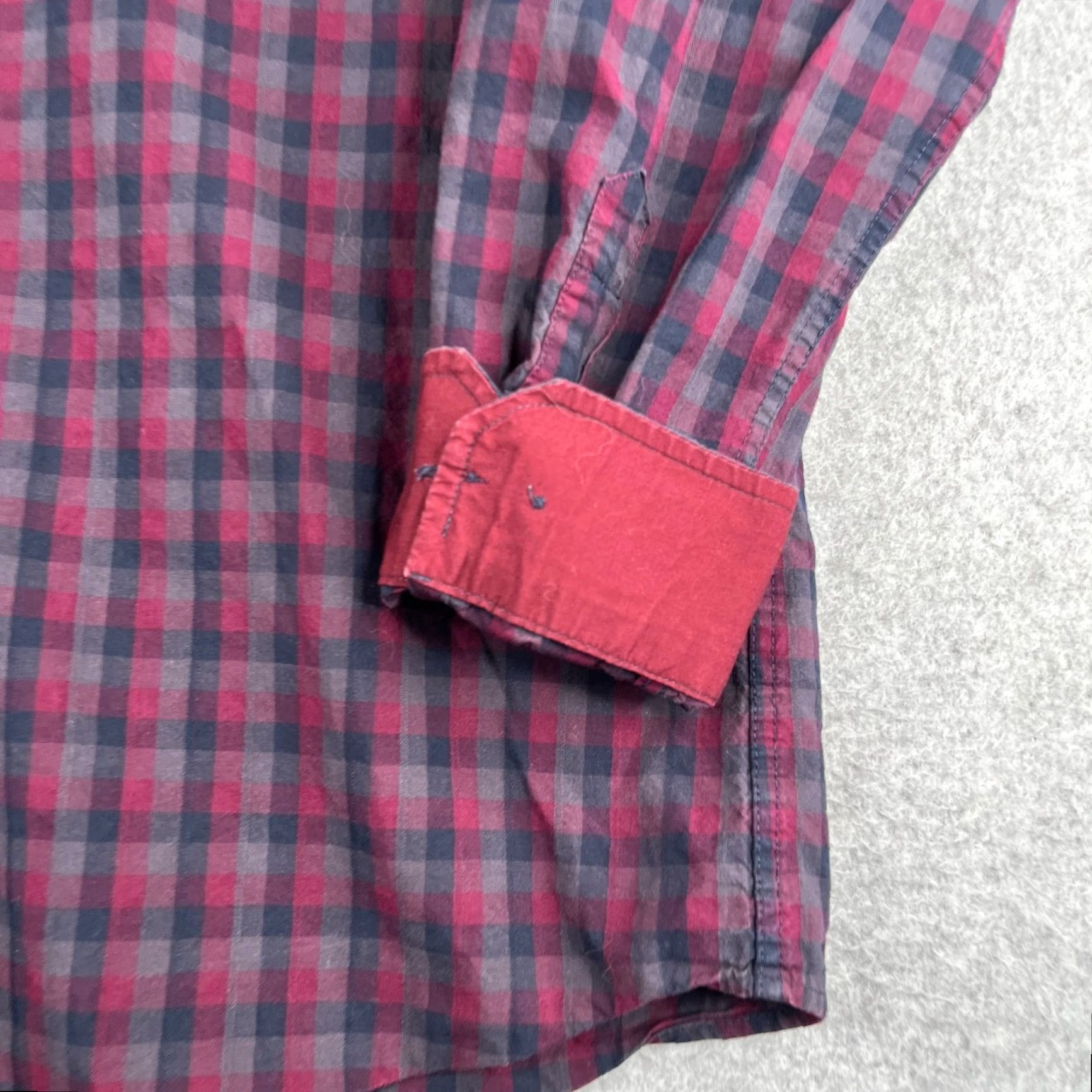 Ben Sherman Ben Sherman Shirt Mens XL Burgundy CHeck Flip Cuff Casual Button Up Long Sleeve Size US XL / EU 56 / 4 - 2 Thumbnail