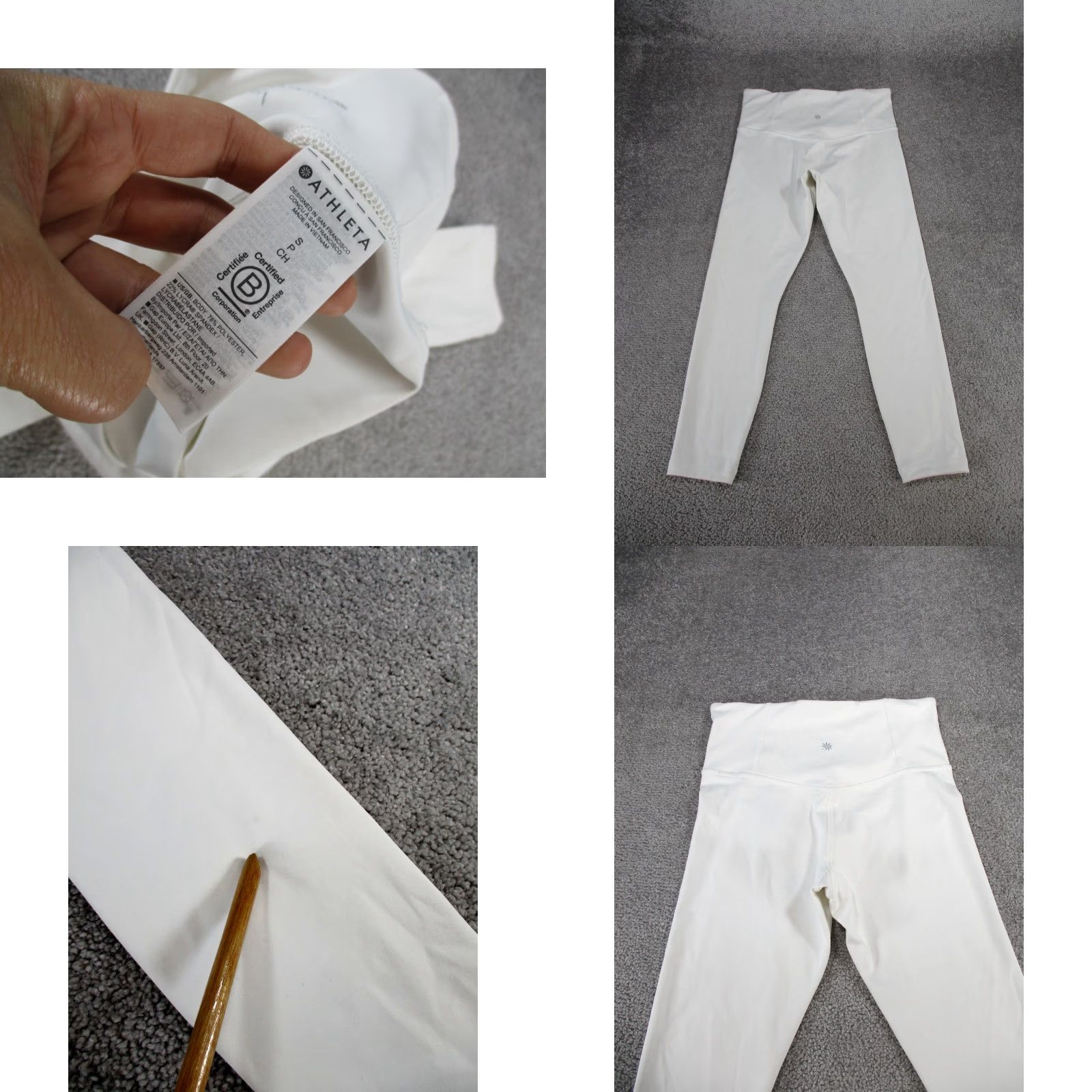 Athleta VINTAGE Athleta Leggings Womens Small Ultra High Rise Elation 7/8 White Yoga Gym * Size 28" / US 6 / IT 42 - 8 Thumbnail