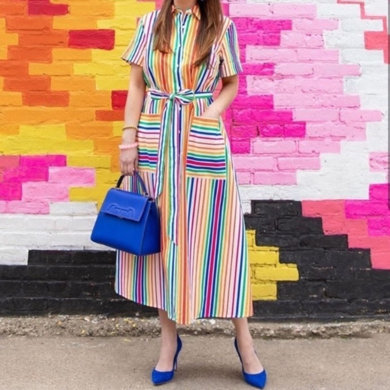 Christopher John Rogers Christopher John Rogers Rainbow Stripe Shirt Dress Size XS / US 0-2 / IT 36-38 - 1 Thumbnail