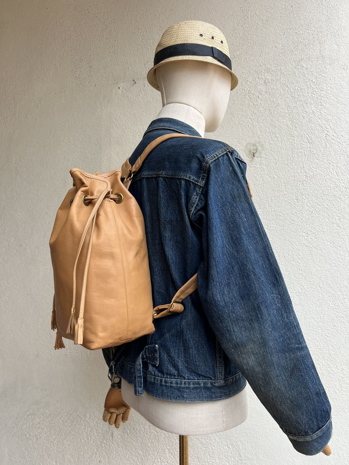 Leather Vintage Upla Paris Leather Backpack Bag Size ONE SIZE - 2 Thumbnail