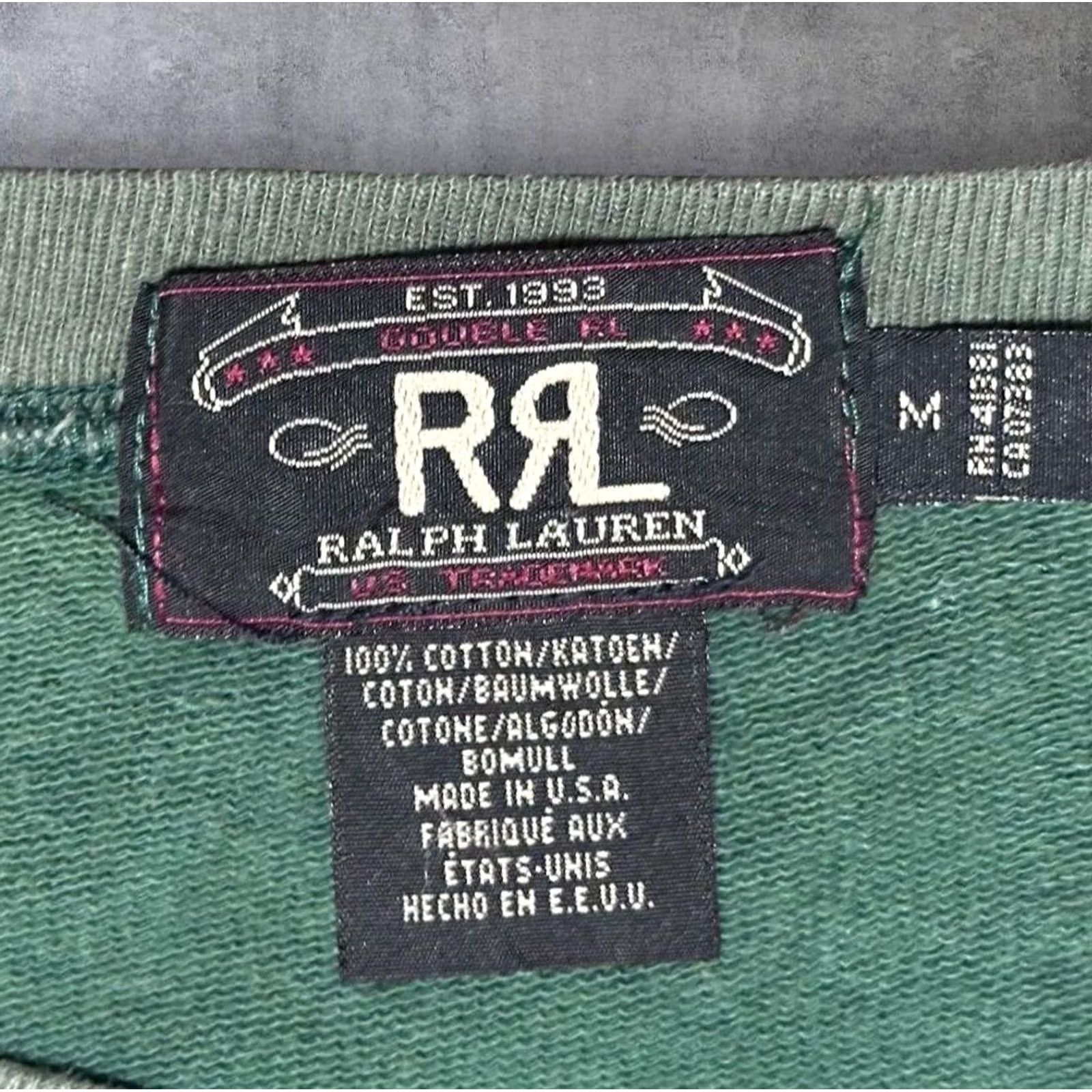 Vintage RRL RALPH LAUREN 90S 3 STAR SWEATSHIRT TWO TONE MEN FADED GREEN M Sweatshirt Mens Size US M / EU 48-50 / 2 - 5 Thumbnail
