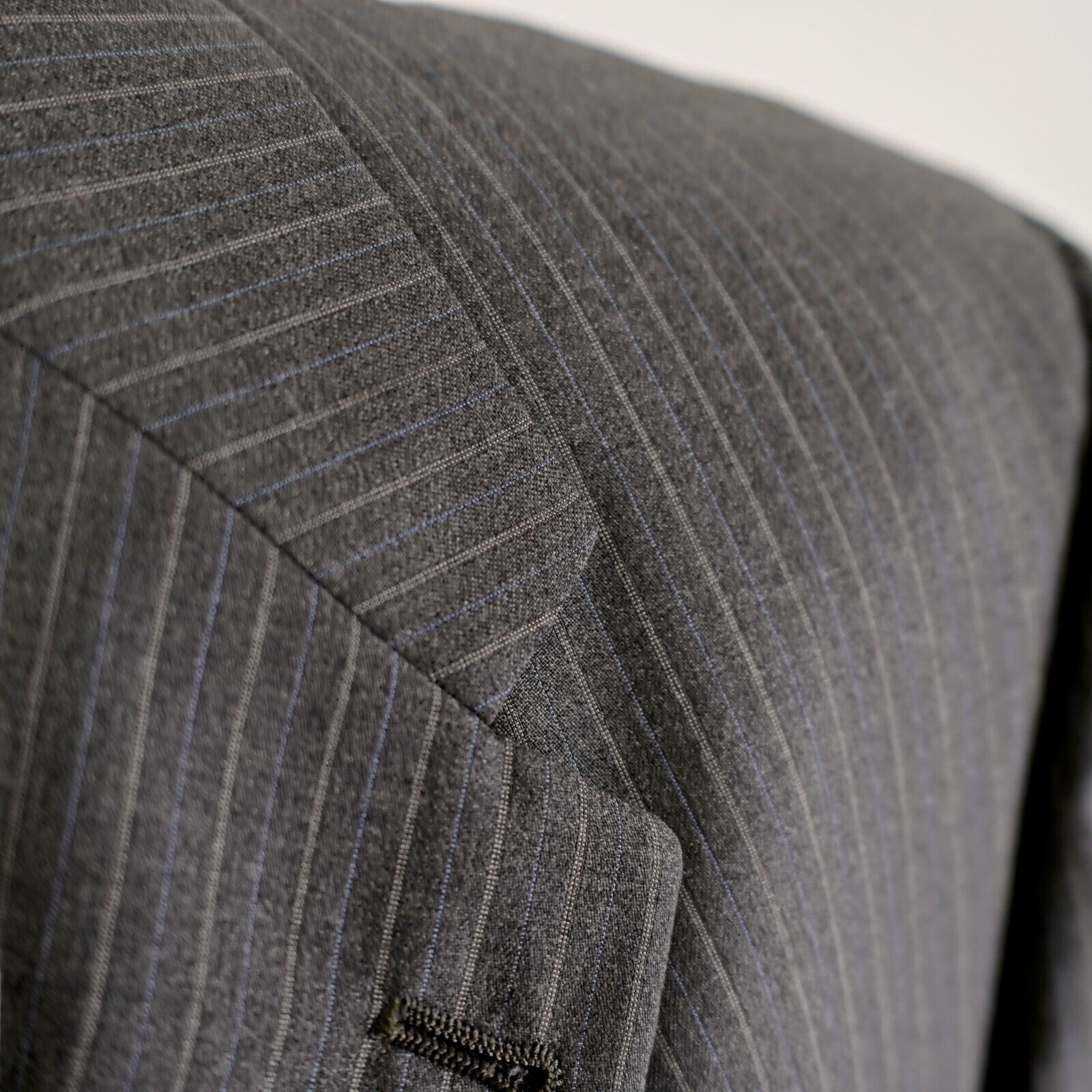 Loro Piana Loro Piana Cremieux Wool Gray Blue Striped 3 Button Suit Jac Size 44L - 2 Thumbnail