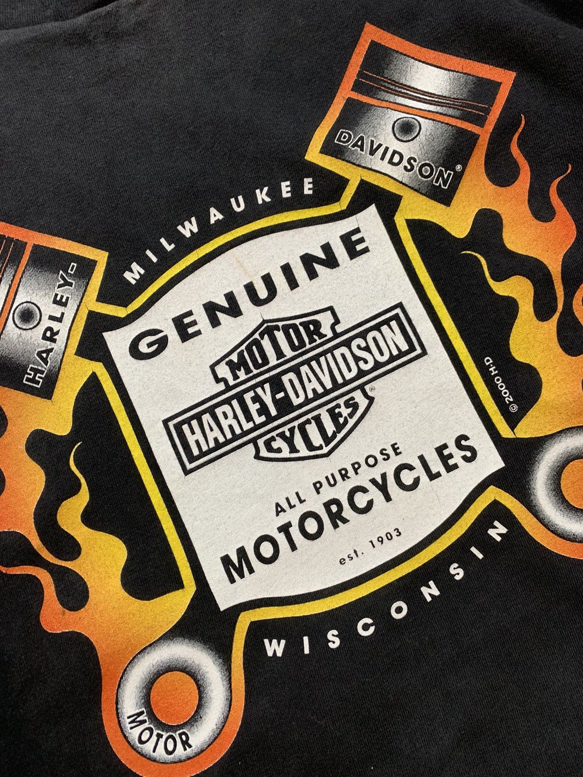 Harley Davidson × Vintage Vintage Y2K 2000 Harley Davidson Graphic Tee Size US L / EU 52-54 / 3 - 2 Thumbnail