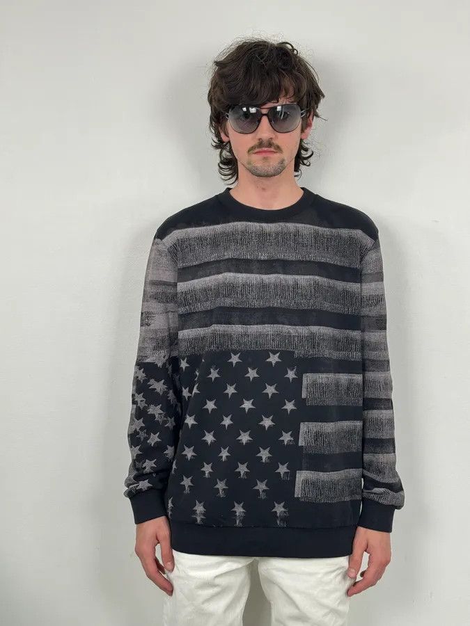 Givenchy FW2013 Givenchy Black & Grey Striped Star Crewneck Sweater Size US L / EU 52-54 / 3 - 3 Thumbnail