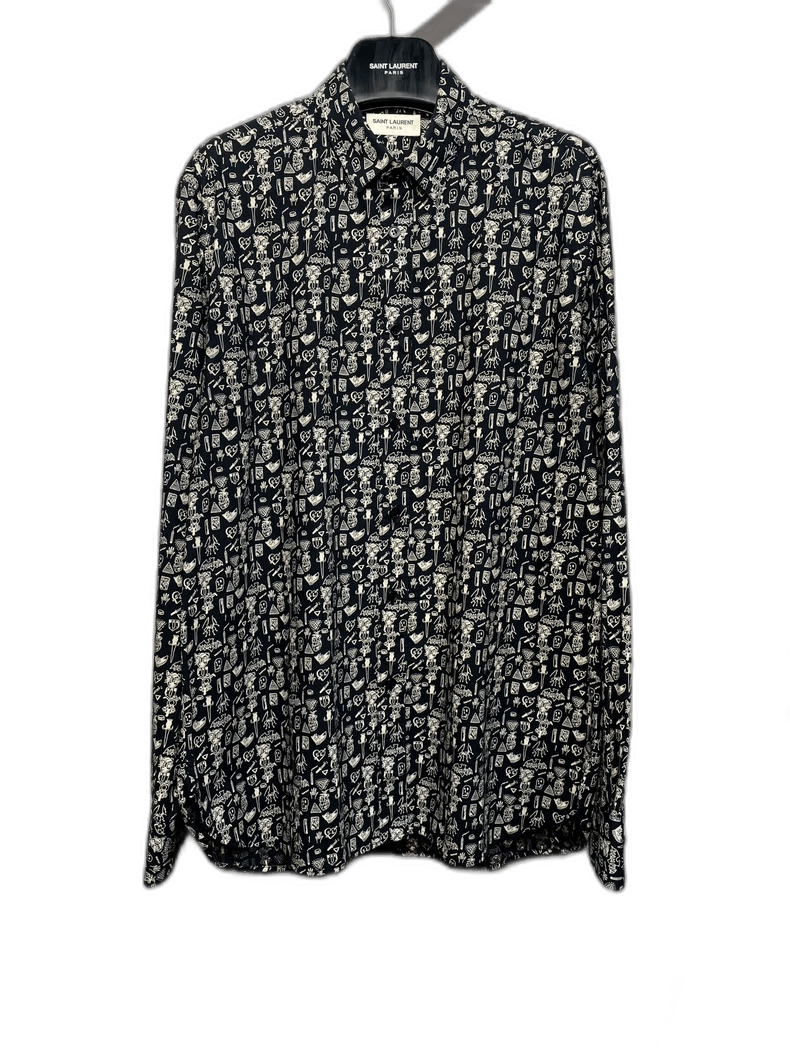 Saint Laurent Paris Saint Laurent Printed Long Sleeve Shirt Size US L / EU 52-54 / 3 - 1 Thumbnail