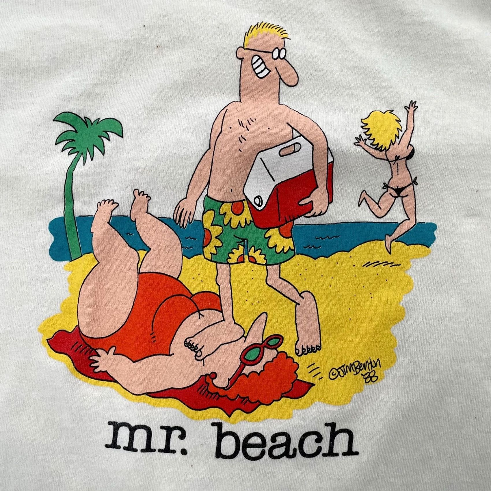 Fruit Of The Loom VINTAGE Fruit of the Loom Shirt Adult M Ivory Crewneck Short Sleeve 80s Beach Cartoon Dad USA Mens Size US M / EU 48-50 / 2 - 3 Thumbnail