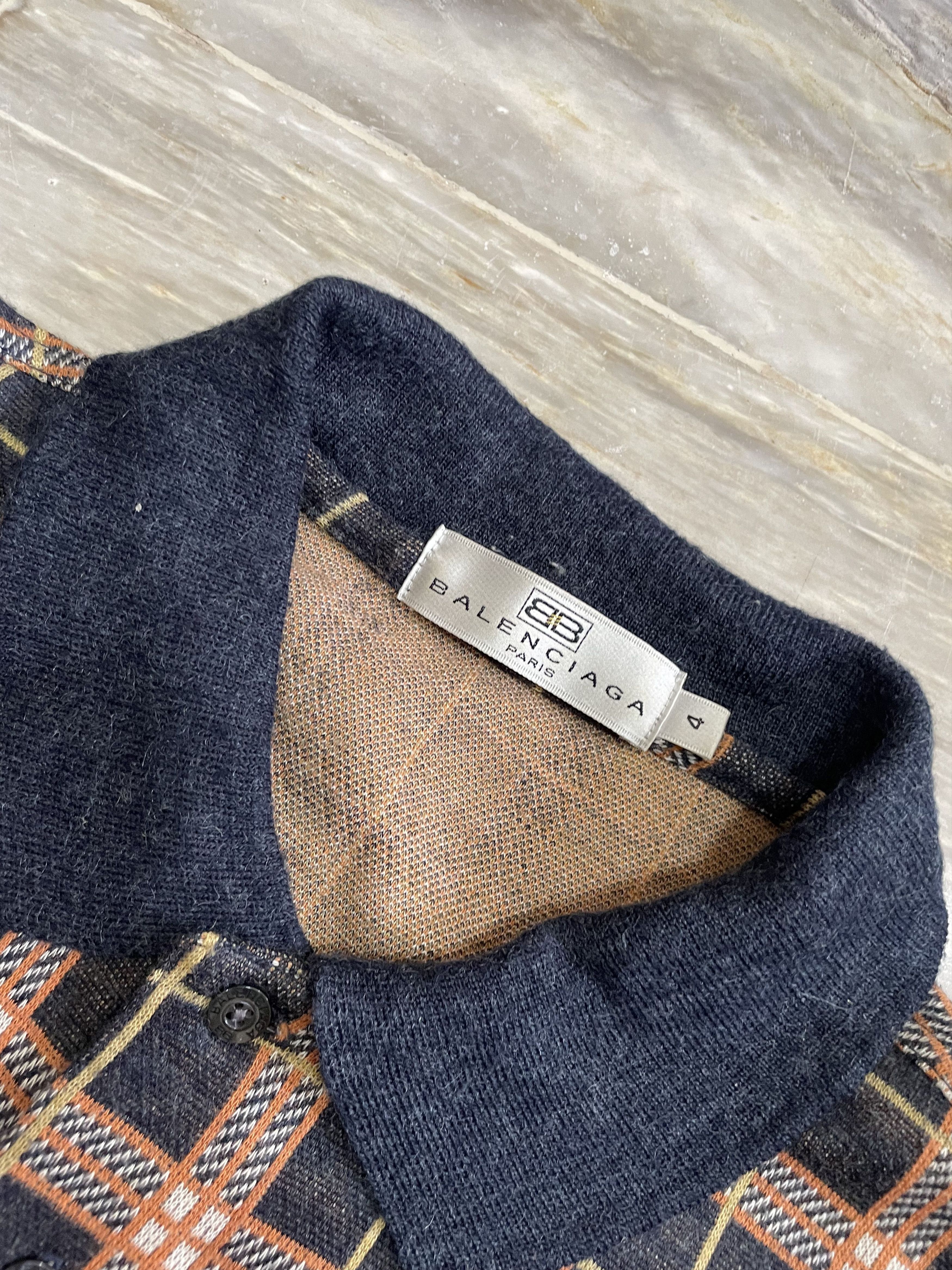 Balenciaga Vintage Balenciaga Checkered Polo Shirt Long sleeve Size US XL / EU 56 / 4 - 6 Thumbnail