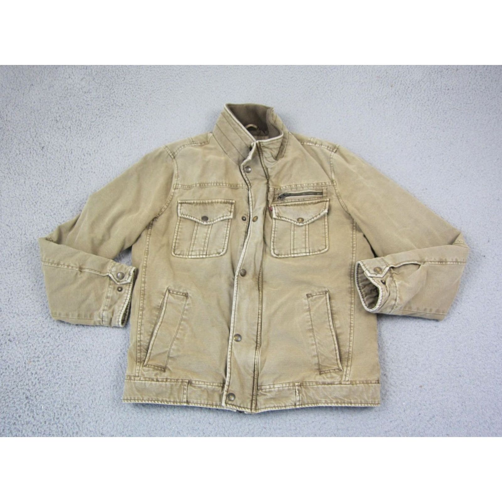Levi's Levi's Jacket Mens M Brown Military Field Zip Up Lined Canvas Cotton Coat Size US M / EU 48-50 / 2 - 2 Thumbnail