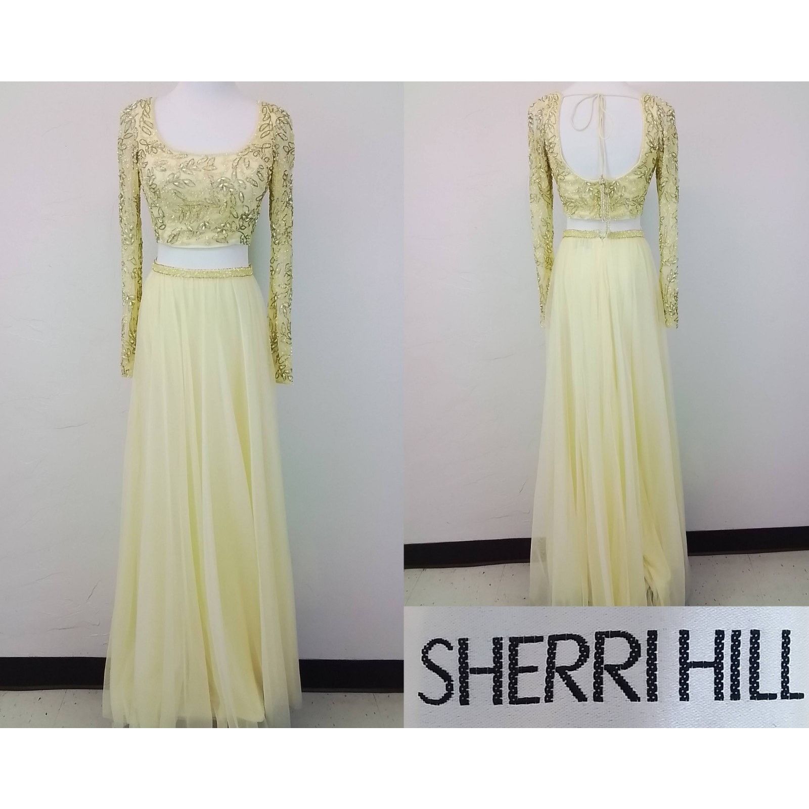 Other Sherri Hill Beaded 2 Piece Women's 4 Yellow Top + Maxi Skirt Size S / US 4 / IT 40 - 1 Thumbnail