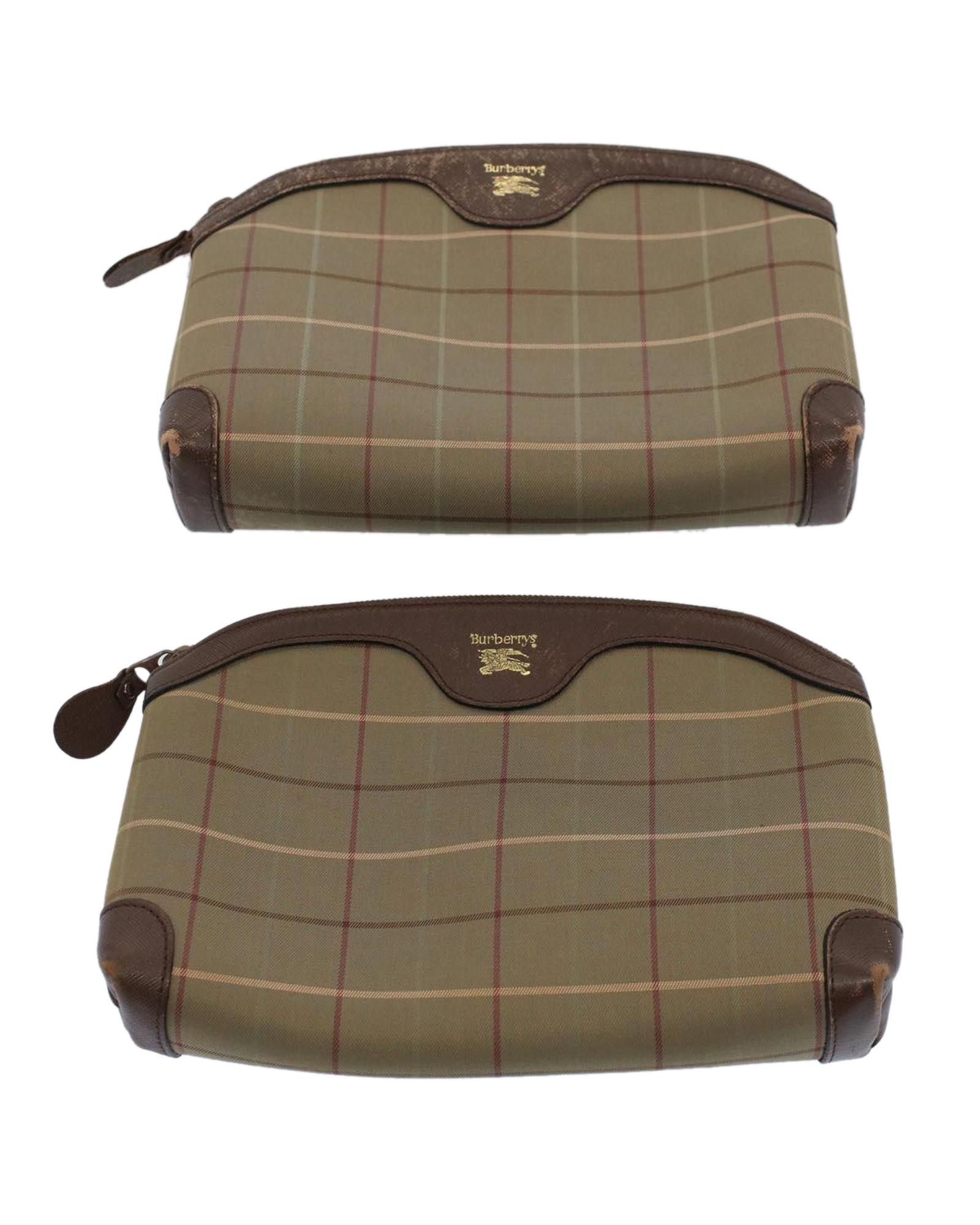 image of Burberry Beige Nylon Canvas Clutch Bag 2-Piece Set - Authentic (Ki3793), Women's